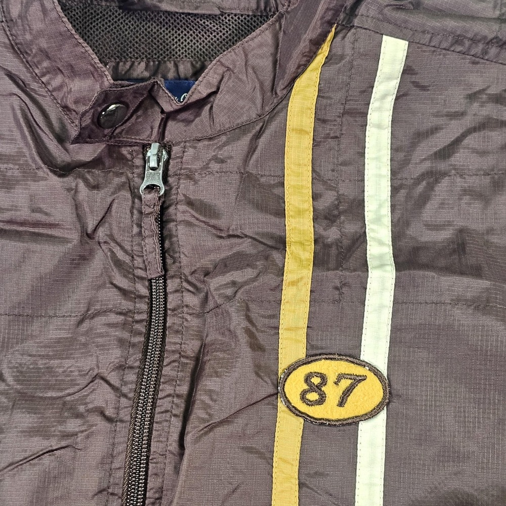 Aeropostale Jacket Mens Small Brown A87 Nylon Windbreaker Striped Full Zip Y2K - Picture 5 of 11